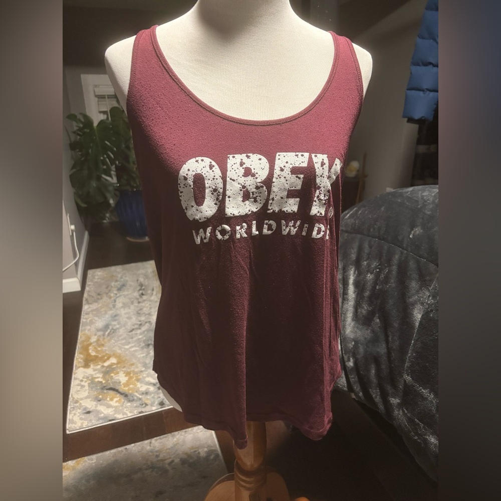 Obey maroon Graphic Sleeveless Tank Top